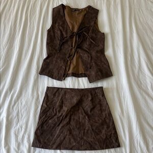 SHEIN Tan Vest and Skirt Set